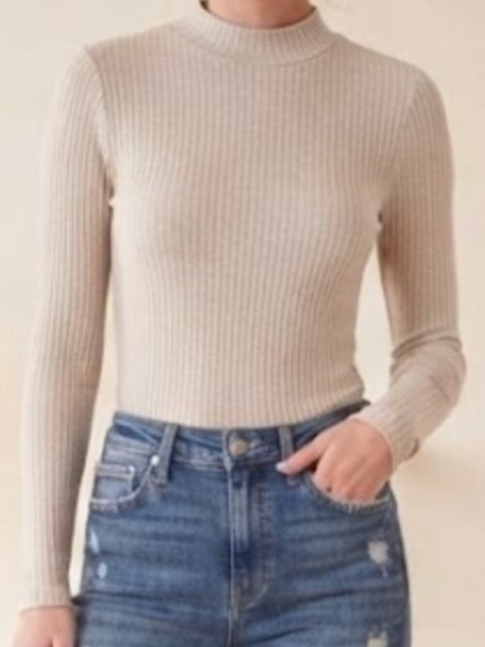 Altar'd State Long Sleeve Mock Neck Bodysuit, XS